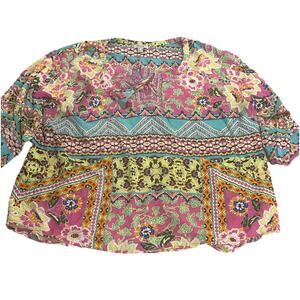 Orientique Boho Tunic Top Multicolor Paisley Floral Size 1X Plus